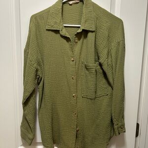 Altar'd State Sage Green Textured Shirt